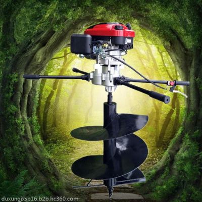 手提式挖坑机 汽油动力小型打桩机 小型手推汽油电线杆挖坑机