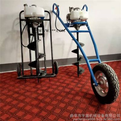 汽油挖坑机手推挖坑机宇晨直销厂家拖拉机后挂打坑挖洞机 独轮挖坑机