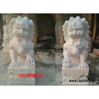 石雕狮子镇宅 石雕狮子风水摆件 曲阳石雕石雕狮子一对招财狮子
