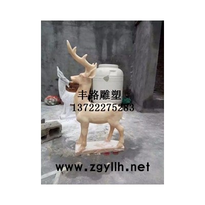 石雕小鹿，丰路石雕，晚霞红石雕小鹿