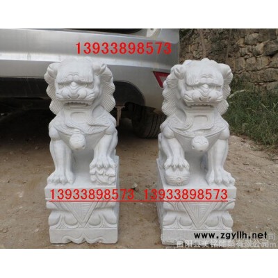 石雕狮子晚霞红石雕狮子镇宅看门狮子 石雕狮子摆件曲阳石雕狮子