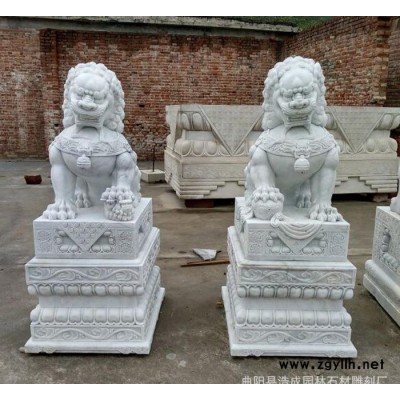 石雕狮子镇宅石雕狮子摆件 石雕狮子风水曲阳石雕狮子汉白玉