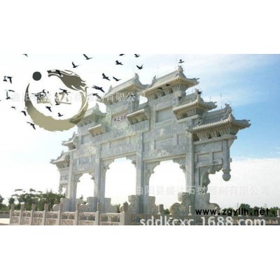 专业 芝麻白牌坊 简约式牌坊 精工石雕建筑 **石雕