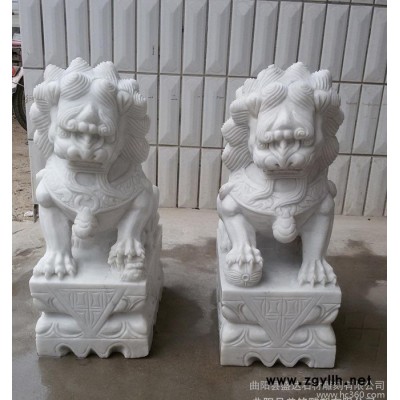 石雕狮子 石雕狮子镇宅看门石狮子摆件 **石雕狮子一对曲阳石