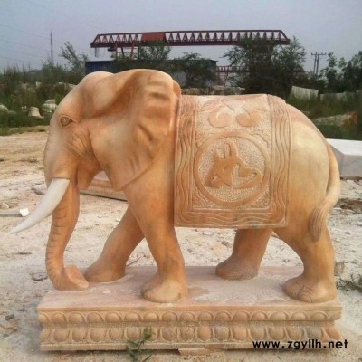 石雕晚霞红大象   石雕大象