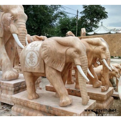 石雕大象 晚霞红雕刻象 吉祥如意石雕象 ，晚霞红石雕大象