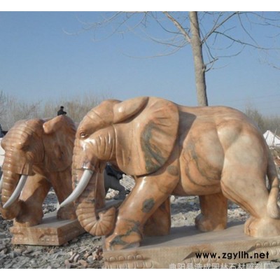 石雕象 石雕大象 石雕招财大象 晚霞红石雕大象摆件