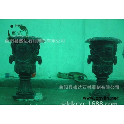 定做 仿古石雕 花盆 石雕鱼缸现场施工仿古做旧