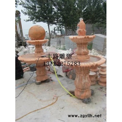 石雕黄锈石喷泉|欧式喷泉|流水石雕喷泉