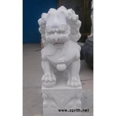 石雕狮子一对 青石做旧狮子 镇宅辟邪雕塑 仿古雕刻 曲阳石雕