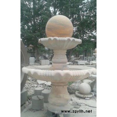 石雕喷泉 晚霞红喷泉 大型流水喷泉雕塑 曲阳石雕 直销