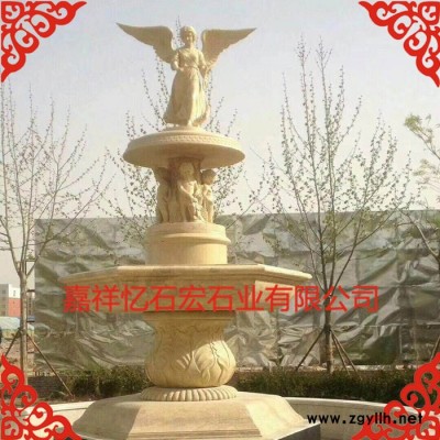 石雕喷泉厂家供应各种景区石雕流水水钵摆件雕塑
