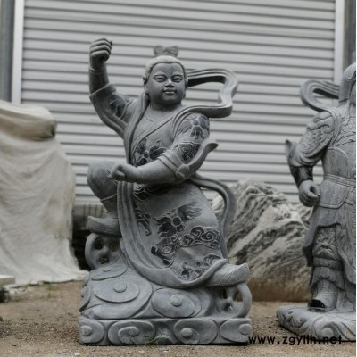 曲阳正普园林雕塑 石雕王灵官雕像   石雕哪吒雕像    石雕二郎神雕像