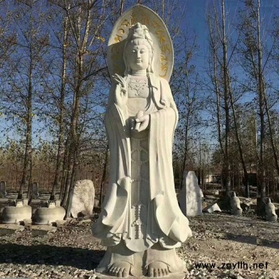 璞玉雕塑 石雕佛像观音 汉白玉佛像观音 滴水观音石雕 **观音石雕