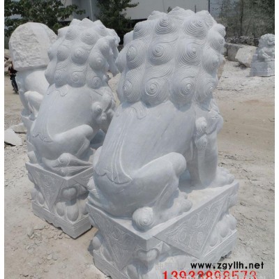 石雕狮子一对青石做旧狮子仿古雕塑摆件镇宅辟邪雕塑曲阳石雕