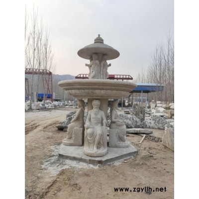 黄锈石 西方人物石雕 欧式石雕喷泉 海神喷泉