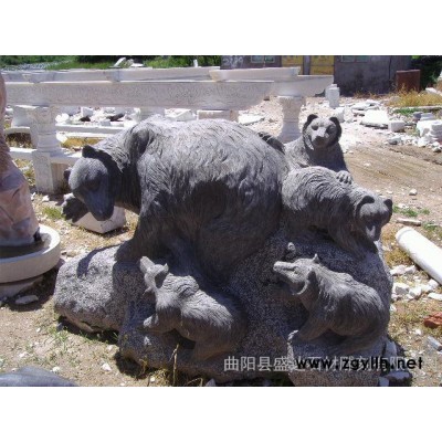 石雕熊 石熊 大理石熊 石雕猪 花岗岩猪 黑墨玉熊 晚霞红熊 工艺品熊