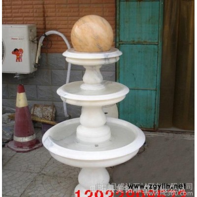 石雕喷泉风水球 汉白玉大理石风水球转运球雕塑 曲阳石雕摆件