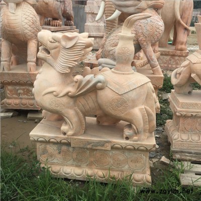 沐泽****晚霞红石雕貔貅招财镇宅雕刻摆件定做加工园林石雕动物