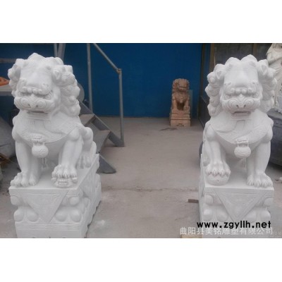 石雕狮子一对汉白玉大理石狮子镇宅辟邪雕塑可定做曲阳石雕摆件