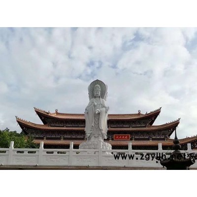石雕加工观音菩萨千手观音佛像送子观音汉白玉南海观音订制 石雕滴水观音