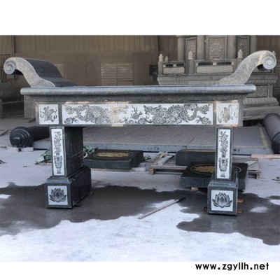 寺院石雕供桌雕刻 祠堂定制芝麻黑石案桌 寺庙石雕祭祀香案供台