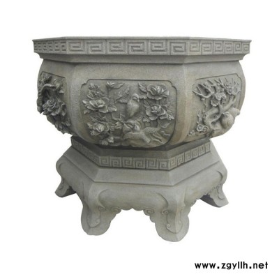 石雕仿古鱼缸 花岗岩青石仿古鱼缸荷花缸花盆园林寺庙家居公园景区户外造景 石雕鱼缸