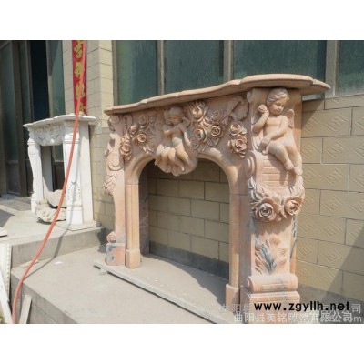 石雕壁炉汉白玉大理石壁炉欧式壁炉雕塑家居饰品摆件曲阳石雕