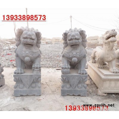 石雕狮子 青石做旧狮子一对 镇宅辟邪雕塑 动物雕塑摆件 曲阳