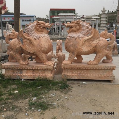 沐泽晚霞红石雕貔貅 大理石貔貅 石雕工艺品 貔貅厂家 加工定制物美价廉