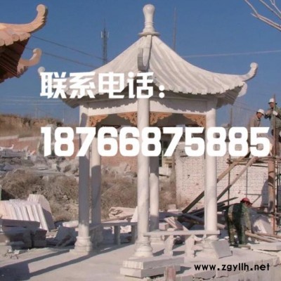 晚霞红六角欧式石雕亭子|精工细琢