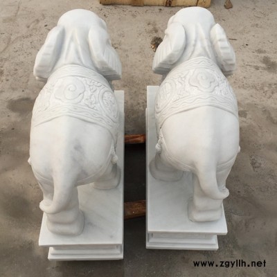 沐泽汉白玉石雕大象 吉祥如意家石头小象门口招财酒店别墅石雕风水摆件