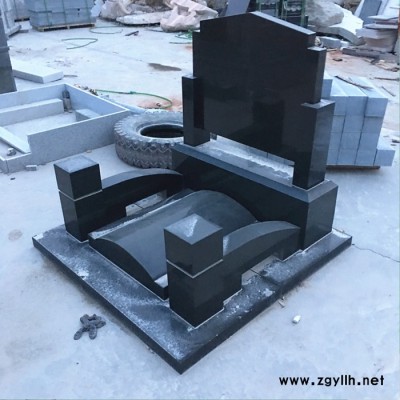 沐泽石雕墓碑石头墓碑花岗岩陵园墓碑 各种造型中国黑石雕艺术墓碑厂家定做刻字