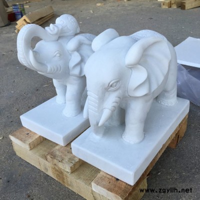 沐泽石雕大象**汉白玉石雕小象吉祥如意家居招财工艺品摆件