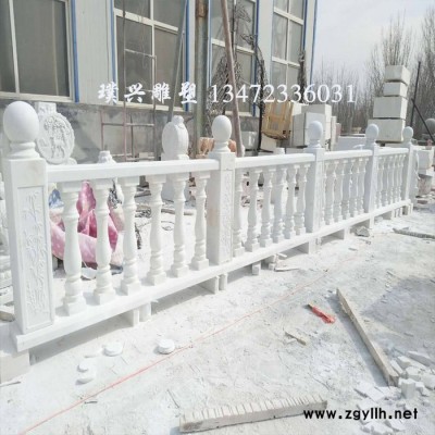 璞兴雕塑 石雕栏板柱 石雕狮子栏板柱 景观栏板狮子柱雕刻 汉白玉栏板狮子柱