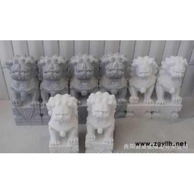 石雕狮子汉白玉大理石狮子青石做旧狮子墓地雕塑摆件曲阳石雕