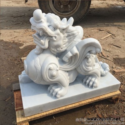 曲阳石雕沐泽园林雕塑石雕貔貅家用汉白玉石材招财貔貅雕刻工艺品摆件