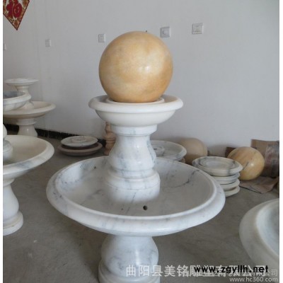 石雕喷泉汉白玉大理石喷泉风水球雕塑转运求雕塑摆件曲阳石雕