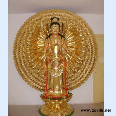 定制石雕人物观音三面汉白玉石雕大型佛像花岗岩滴水观音像