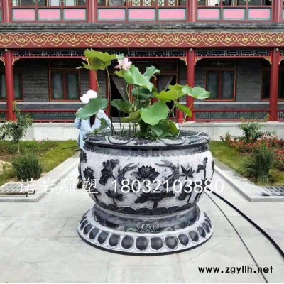 石雕花盆仿古花盆鱼缸 仿古花盆鱼缸摆件