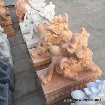 沐泽石雕厂家加工石雕麒麟雕塑大理石动物雕塑家居园林招财雕刻摆件