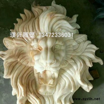 璞兴雕塑 石雕兽头 青石吐水狮子头 景观狮子头 兽头