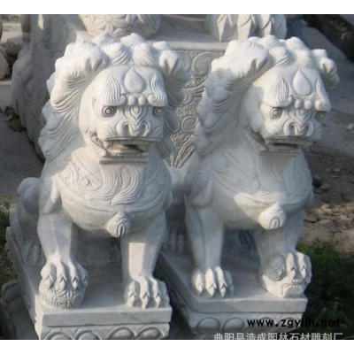 汉白玉大理石晚霞红镇宅辟邪石雕狮子家居广场园林热卖直销