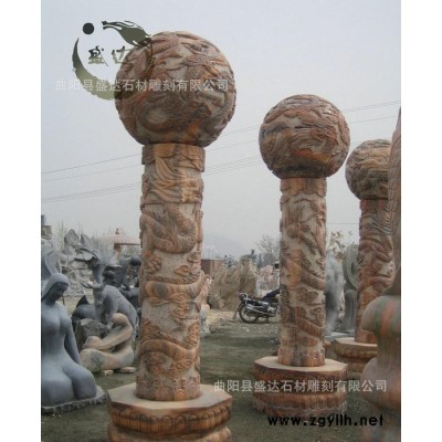大量生产 雕刻龙柱 盘龙柱 广场华表雕刻 青石石雕工艺品