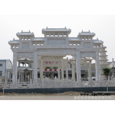 曲阳石雕牌楼  大型标志性牌楼 村庄牌楼 汉白玉雕花牌楼