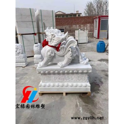 石雕貔貅大理石汉白玉貔貅招财镇宅石头貔貅