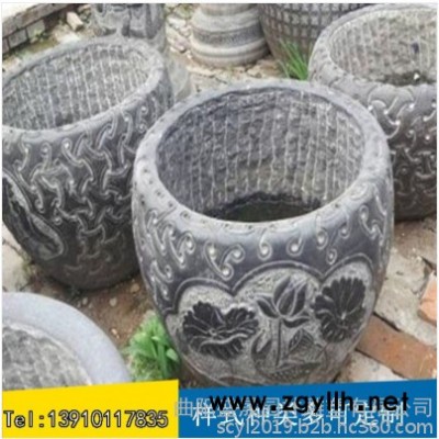 盛晟 仿古石雕花钵