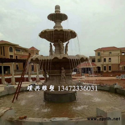 璞兴雕塑 石雕喷泉 大型欧式喷泉 花岗岩喷泉
