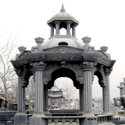 厂家定制石雕凉亭花岗岩中式石亭子户外休闲亭子