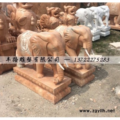 现货石雕大象 汉白玉高1米精雕大象 吉祥小象